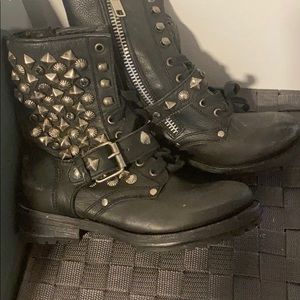 Ash leather studded booties